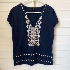J.Crew embroidered boho top